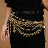 Women's Designer Multilayer Gold Chain Belt