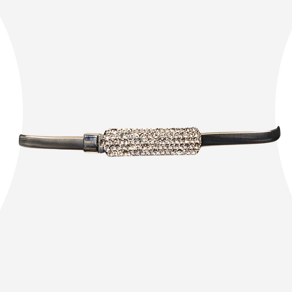Women's Designer Crystal Silver Slinky Belt