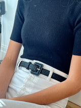 Women's Designer Double Loop Leather Belt