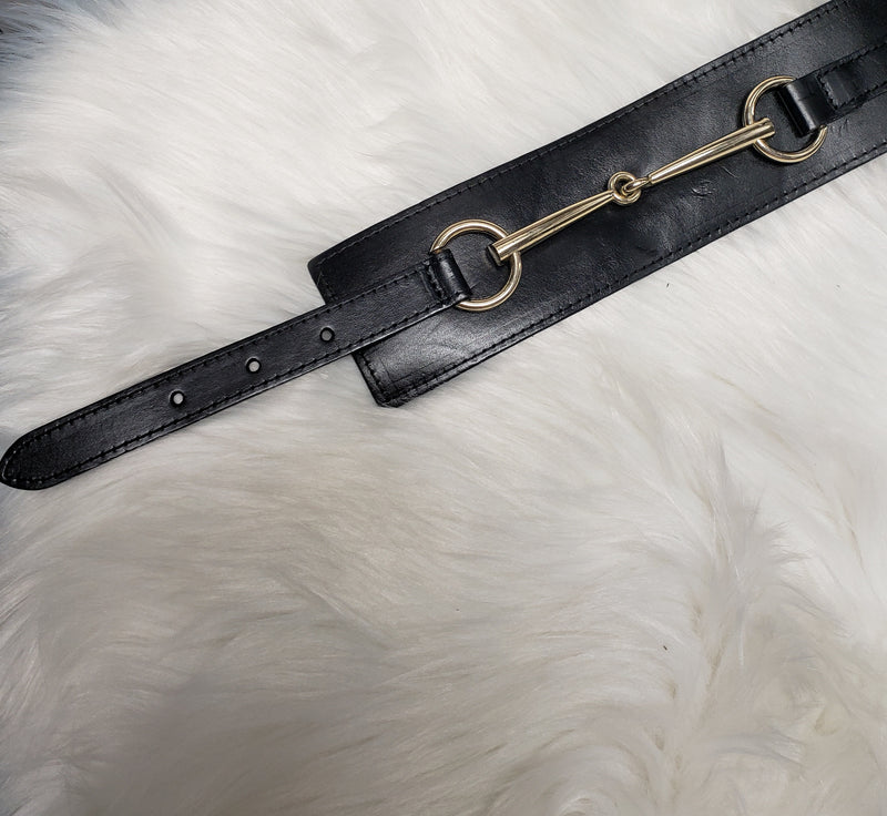 Women Luxury Patent Leather Wide Stretch Belt Fashion Design Black
