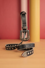Retro Star Embossed leather belt - Two 12 Fashion