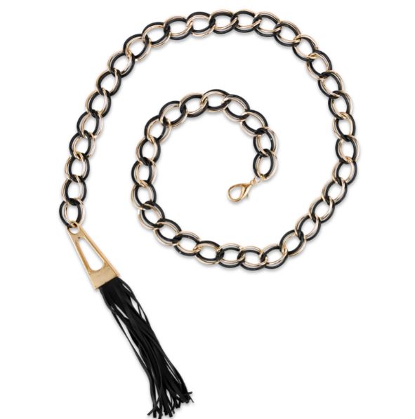 Double Chain Women's Belt with Faux Leather Tassel - Two 12 Fashion