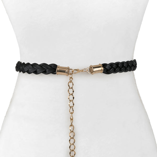 Braided Leather Belt With Chain - Two 12 Fashion