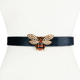 Vegan Pony Hair and Leather Waist Belt with Bee Buckle - Two 12 Fashion