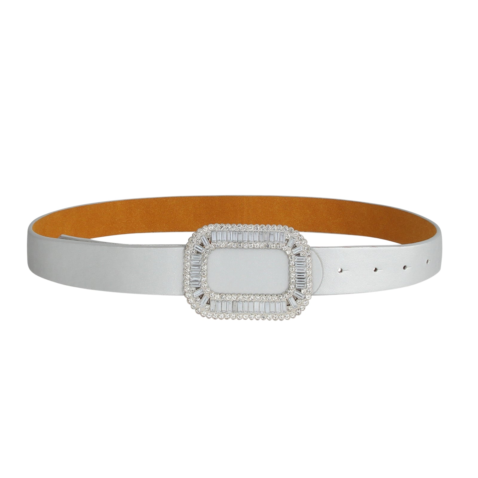 Y2K GF Ferre White and Crème Women\'s Belt with Crystal Buckle Y2K White Double Grommet Belt Silver Tone | Mercari main image 2
