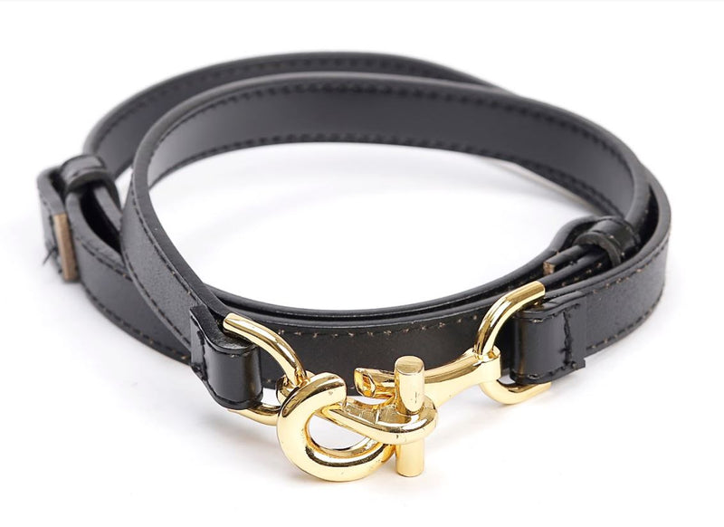 Gold Interlocking Buckle Skinny Belt - Two 12 Fashion
