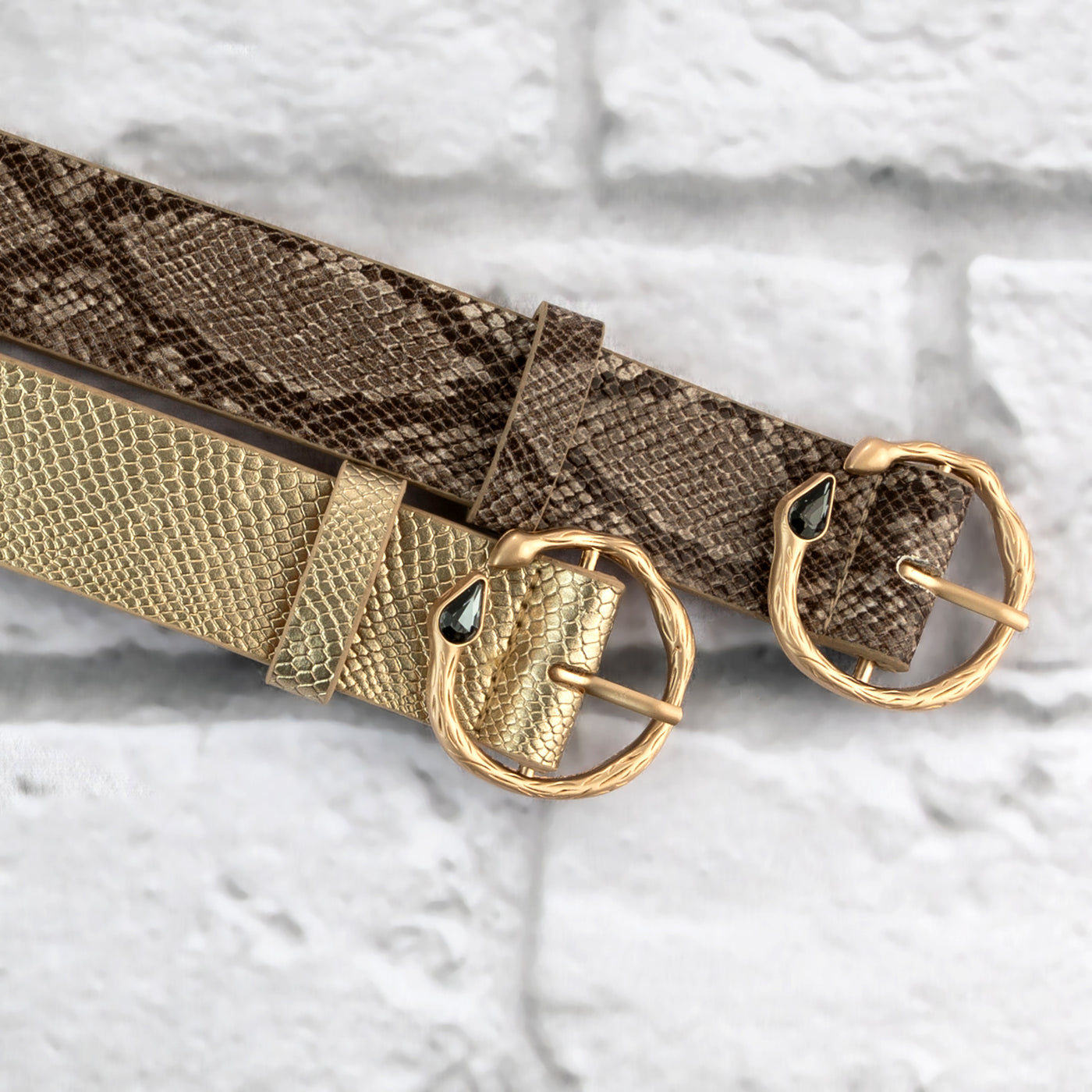 Ladies Vintage Genuine Snakeskin Belt Medium Tan Cream Leather Skinny Buckle Python Snakeskin Leather Dress Belt – Yoder Leather Company main image 4