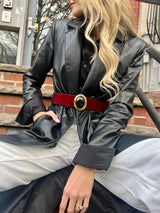 Women's Designer Onyx Oval Buckle Belt