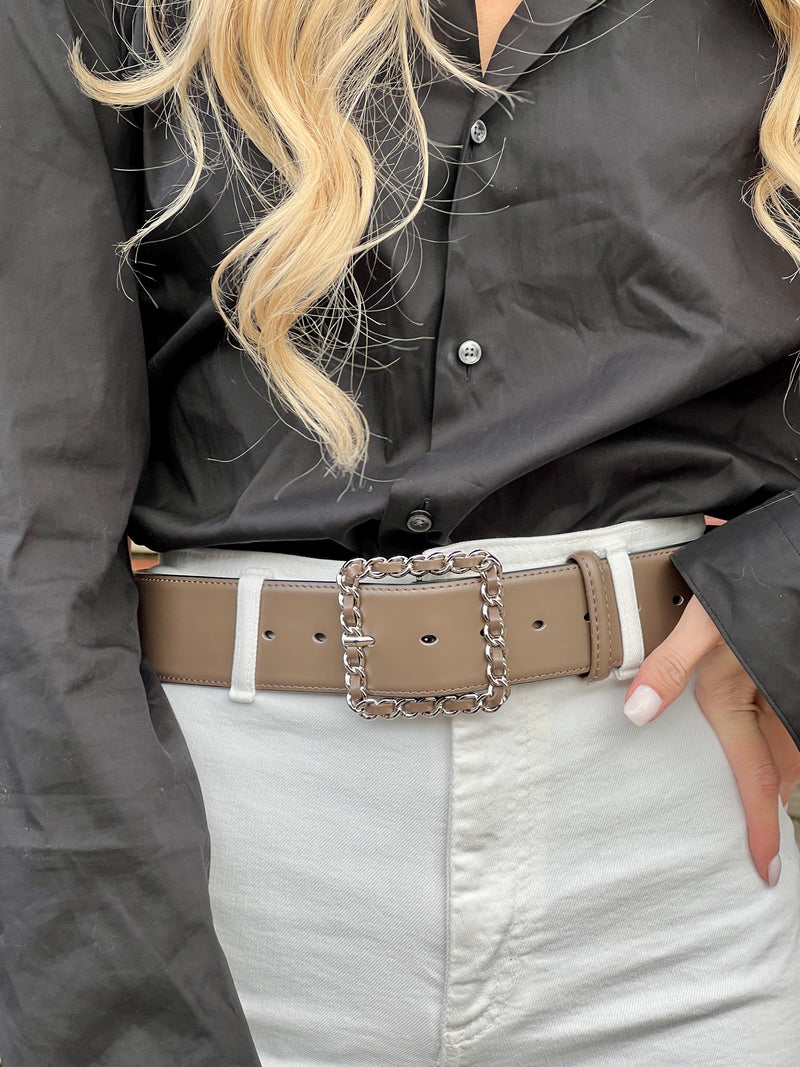 Women's Designer Square Chain Buckle Belt