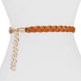 Women's Designer Braided Leather Belt With Chain - Two 12 Fashion