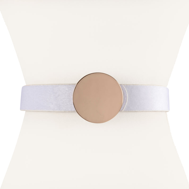 Vegan Pony Hair Belt with Gold Round Buckle - Two 12 Fashion