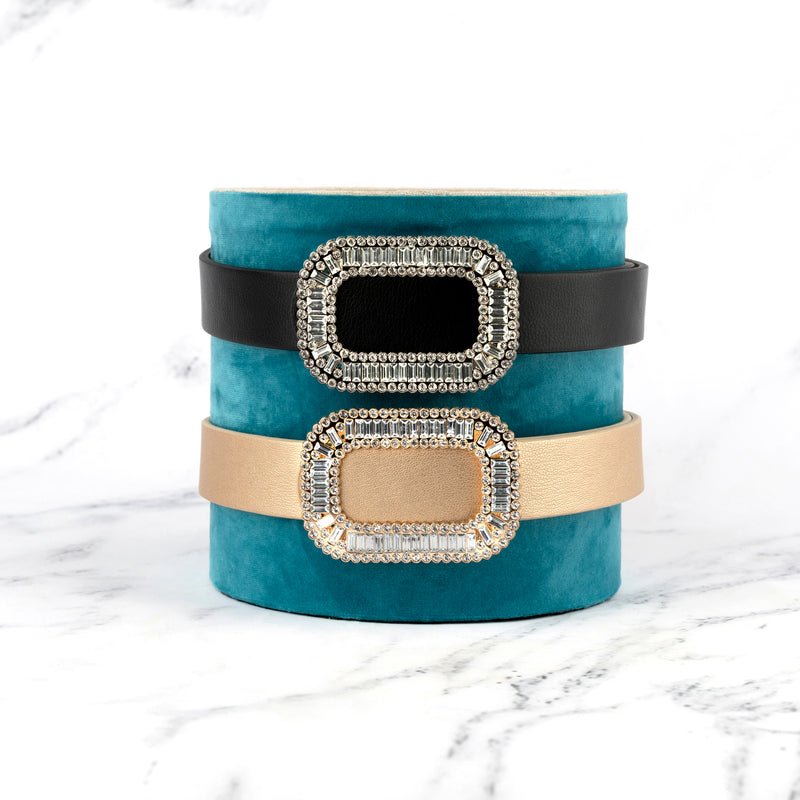 Gemma Rhinestone Buckle Leather Belt – Alapage Boutique