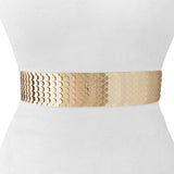 Center-Scaled Texturized Metallic Stretch Belt - Two 12 Fashion