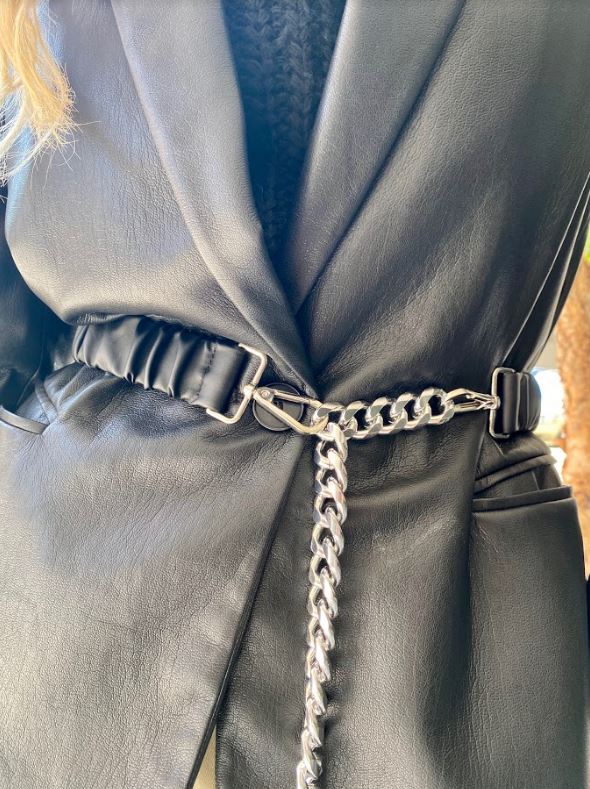 Silver Chain Leather Stretch Belt - Two 12 Fashion