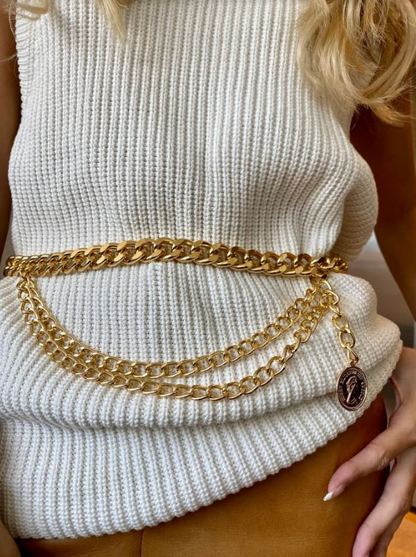 Women s Designer Multilayer Gold Chain Belt Two 12 Fashion