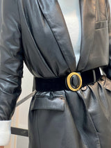 Women's Designer Onyx Oval Buckle Belt
