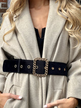 Women's Designer Suede Chain Buckle Belt